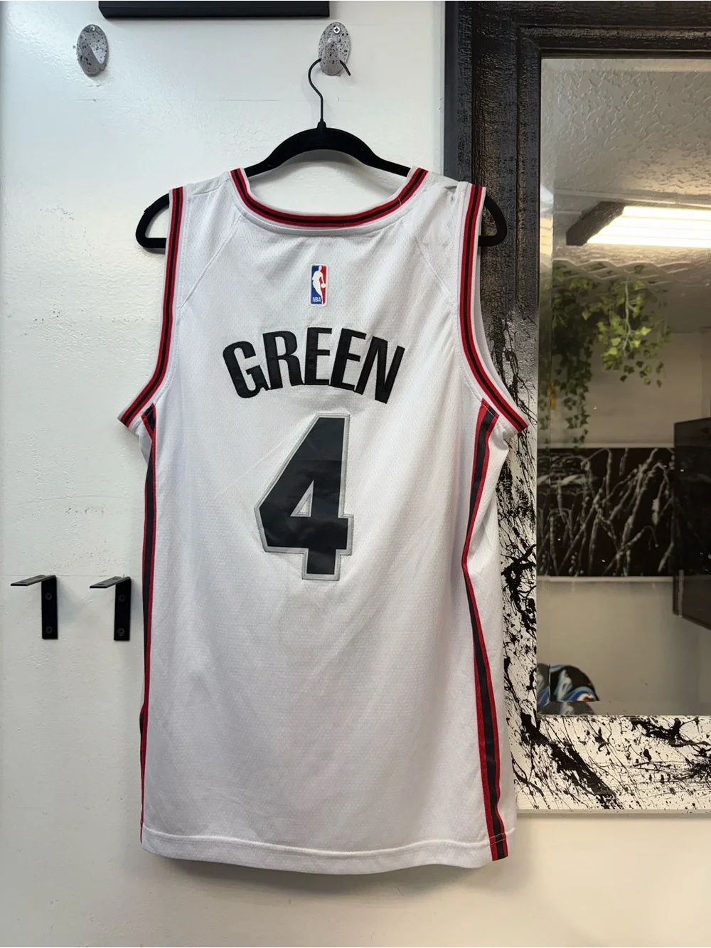 Nike Nba Jalen Green White Basketball Jersey with Red and Black H-Town Graphic - Picture 3 of 5